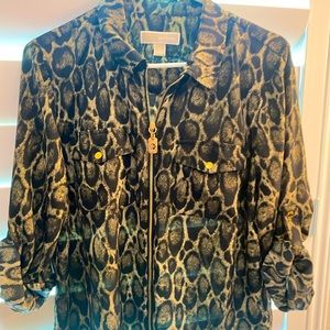 Michael Kors Long Sleeve Animal Print Top